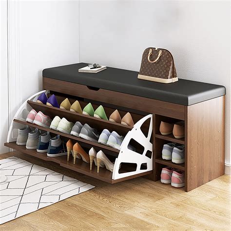 Buy Shoe Storage Bench with Hidden Shoe Rack,Leather Entryway Shoe ...