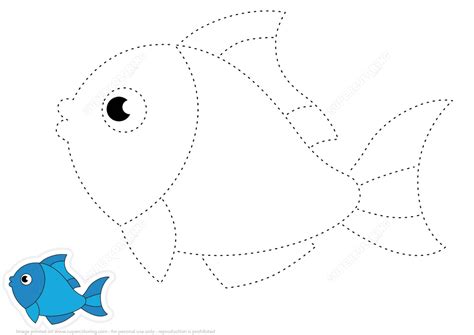 Trace and Color Cartoon Fish | Free Printable Puzzle Games