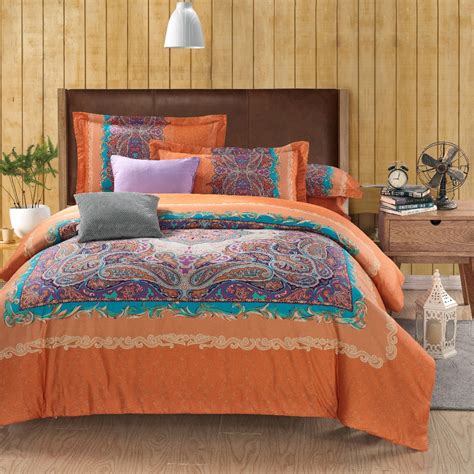 Wholesale classic Paisley orange queen king size bed lines/bedding sets ...