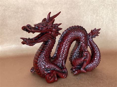 Red Resin Asian Dragon Statue, Feng Shui Symbol for Power, Strength, and Vitality | Dragon ...