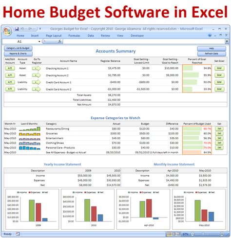 Excel Budget Spreadsheet and Checkbook Register Software ...