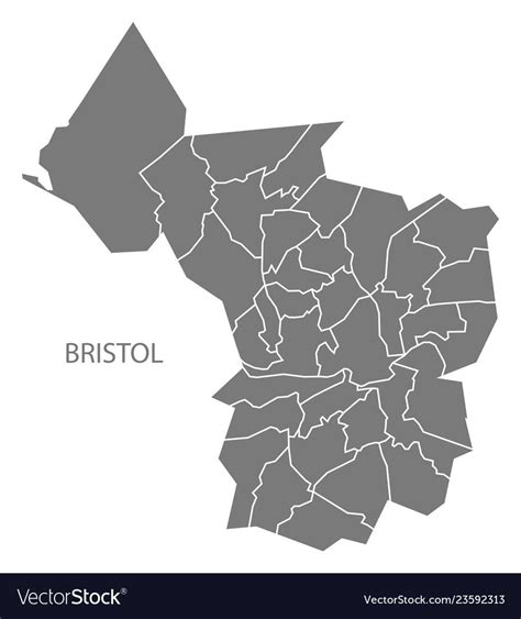 Bristol city map with wards grey illustration silhouette shape... | City map, Bristol city, Map