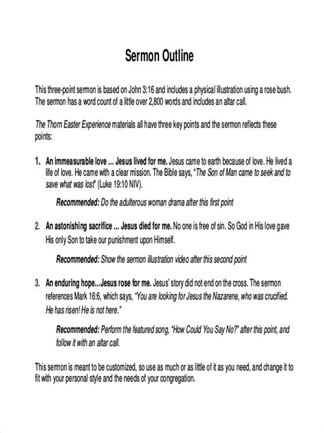 Free Printable Sermon Outlines