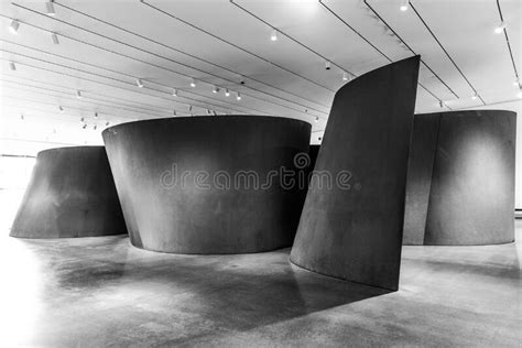 Grayscale of Steely Visions Installation Art by Richard Serra at MoMA Editorial Photo - Image of ...