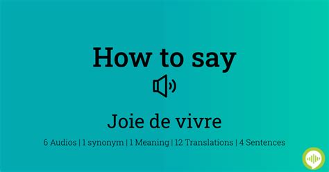 How to pronounce joie de vivre | HowToPronounce.com