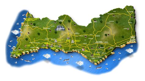Tourist map of Algarve with roads and cities | Algarve | Portugal | Europe | Mapsland | Maps of ...