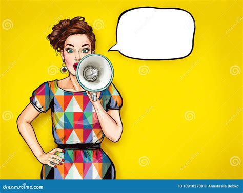 Pop Art Girl With Megaphone. Woman With Loudspeaker. Stock Photo | CartoonDealer.com #56563302