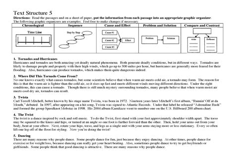 Text Structure Worksheet 5 | Preview