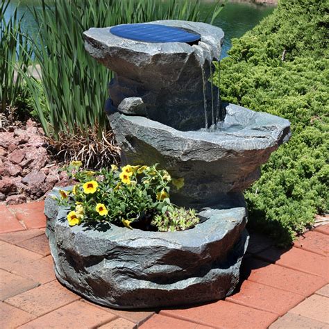 Sunnydaze Solar Water Fountain with Planter - 19"