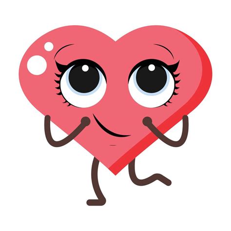 Cartoon heart character. Cute love symbols with face 17157165 Vector ...