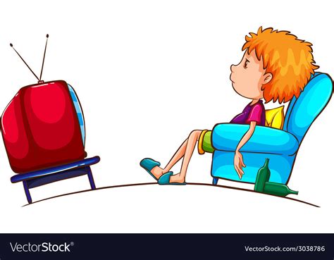 A sketch of a lazy boy watching TV Royalty Free Vector Image