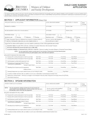 Fillable Online Child care subsidy application - the NONA Child ...