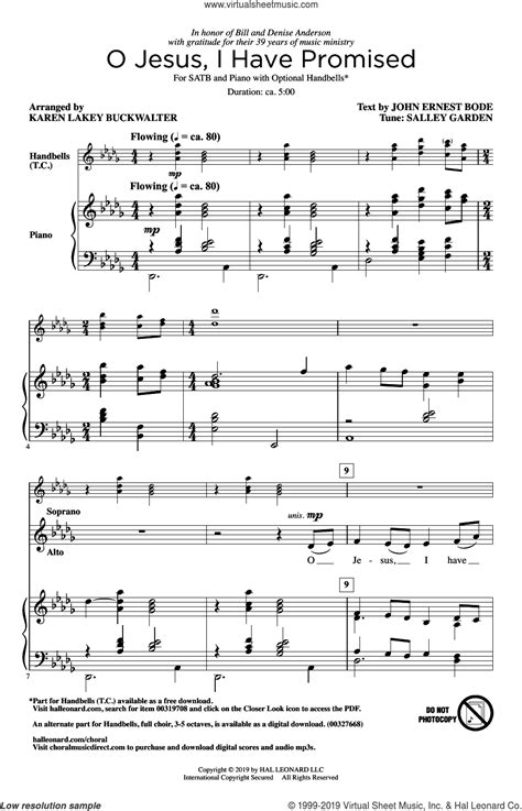 O Jesus, I Have Promised (arr. Karen Lakey Buckwalter) sheet music for choir (SATB: soprano ...