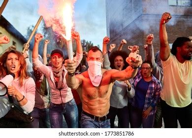 Angry Crowd People Lit Torch On Stock Photo 1773851786 | Shutterstock