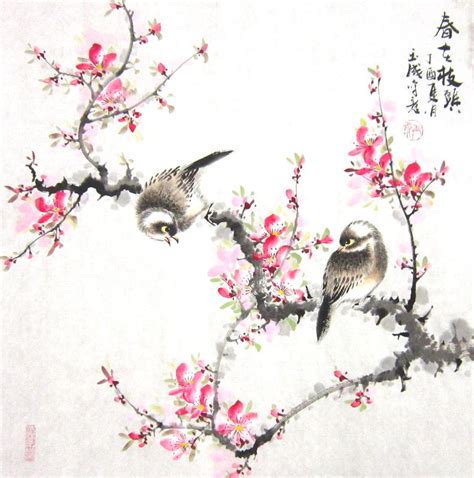 Chinese Peach Blossom Painting dyc21099013, 50cm x 50cm(19〃 x 19〃)