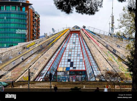 Albania, Tirana, The Pyramid (La Piramida). Built as a mausoleum for the communist dictator ...