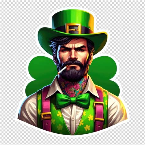 Premium PSD | Feeling lucky fun st pattys day hat sticker for men png