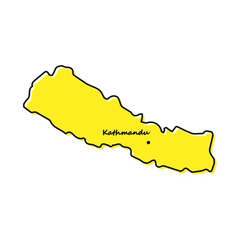 Simple outline map of Nepal with capital location 21804600 Vector Art at Vecteezy