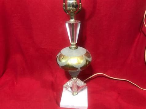 Vintage Hollywood Regency Gold Frosted Glass Lamp,marble base,made in W.Germany | eBay