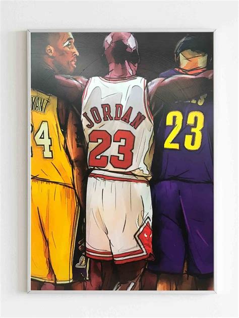 Kobe Bryant Michael Jordan Lebron James Poster in 2021 | Kobe bryant ...