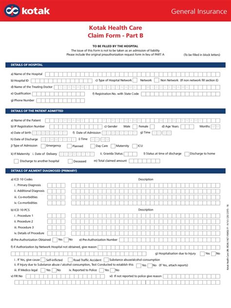 Health Claim Form Part B | PDF | Hospital | Health Sciences