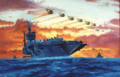 USS Nimitz CVN68 1980 Operation Evening Light Painting by George Bieda ...