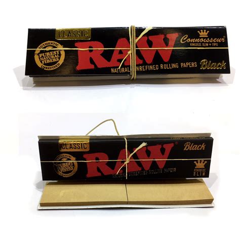 RAW Classic Connoisseur Black King Size Slim Rolling Papers and Tips | Joeblogs.online