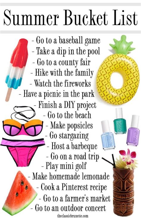 the summer bucket list is filled with things to do