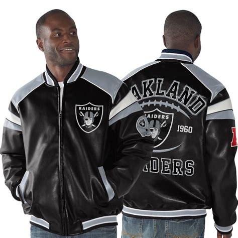 Oakland Raiders Home Team Faux Leather Full Zip Jacket - Black/Silver