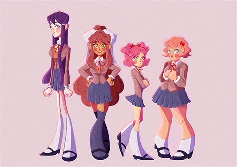 DDLC Character Stylization | Fan art Illustration | Behance