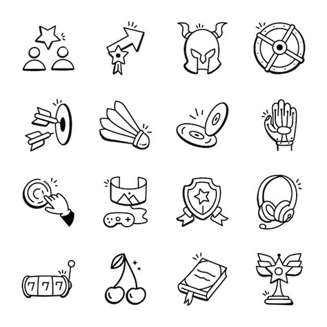 Premium Vector | Online games and sports doodle icons