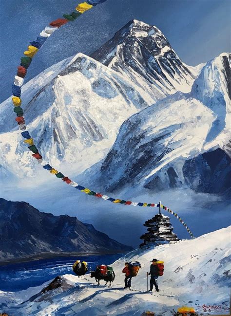 Mount Everest Base Camp View Nepal Himalayas Original Painting | World ...