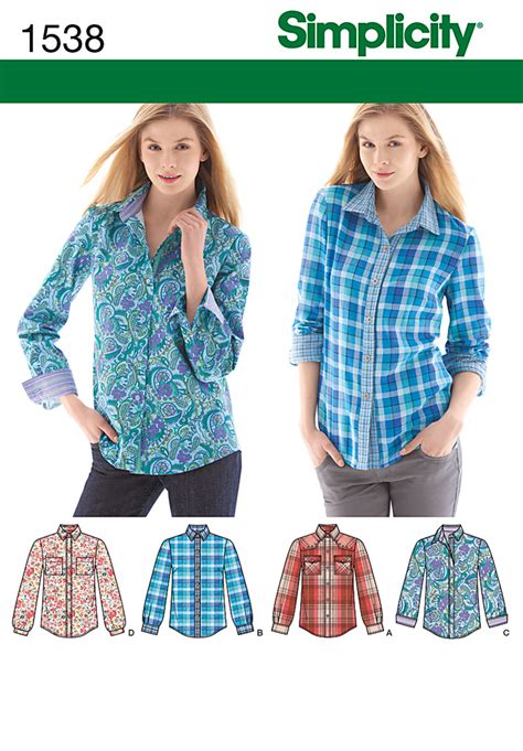 Simplicity 1538 Misses' Button Front Shirt sizes 6 - 22