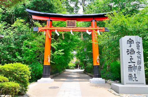 Byodoin Phoenix Hall and Ujigami Shrine, both World Heritage sites in Uji City, Kyoto Prefecture ...