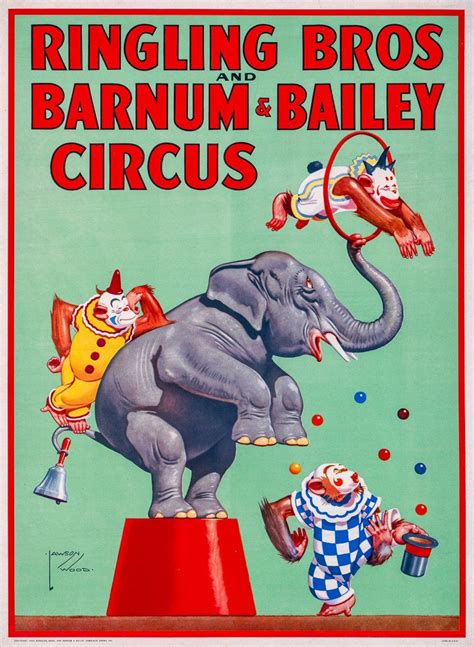 Ringling Bros. and Barnum & Bailey Circus. This vintage circus poster for "The Greatest Show on ...