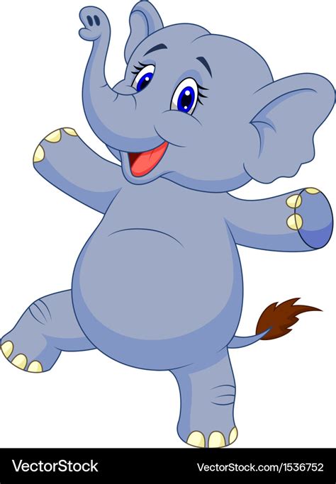 Cute elephant cartoon dancing Royalty Free Vector Image