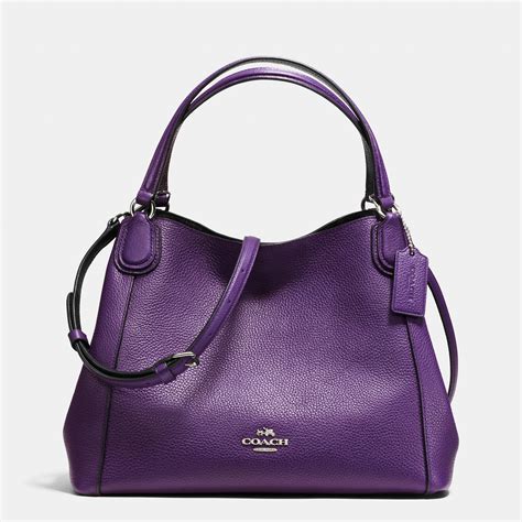 Lyst - Coach Edie 28 Pebbled-Leather Shoulder Bag in Purple