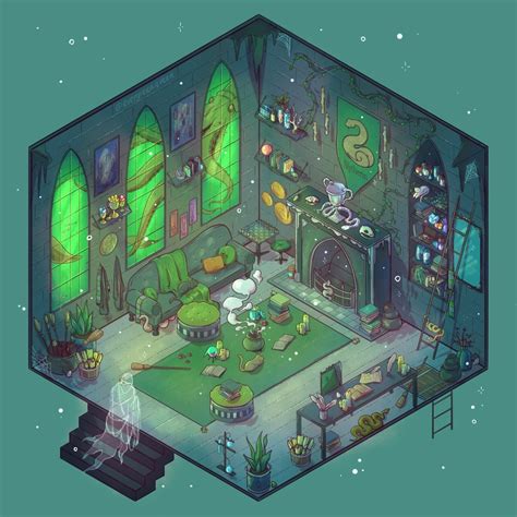 Slytherin Common Room, an art print by Brittnie | Slytherin, Harry ...