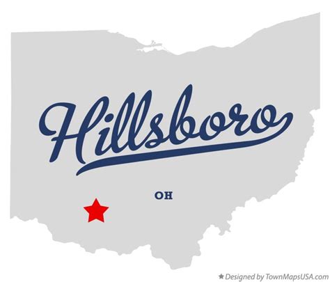 Map of Hillsboro, OH, Ohio