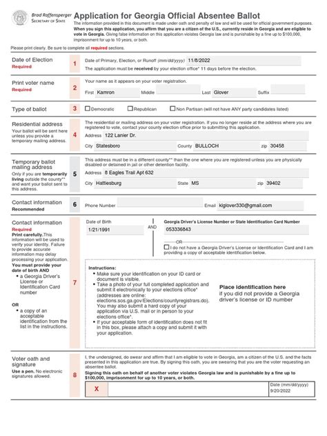 Absentee Ballot Request | PDF | Identity Document | Absentee Ballot