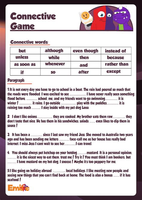 Teaching Connectives: 5 Activities and worksheets for the classroom.