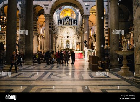 Inside the Duomo (cathedral) in the PIazza dei Miracoli in Pisa, Italy ...