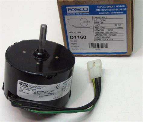 D1160 Fasco Bathroom Fan Vent Motor for 7163-2593 655 661 663 655N 668 763 768 - Walmart.com