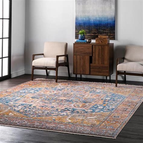 nuLOOM Ehtel 10 x 10 Rust Square Indoor Medallion Area Rug in the Rugs ...