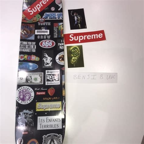 Supreme Stickers Skateboard Deck - Black - 8” X 32”... - Depop