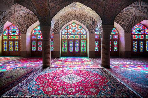 The Nasir al-Mulk Mosque in Shiraz, also called the Pink Mosque, is a ...