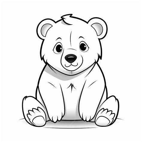 Premium AI Image | Kermode Bear Spirit Bear doodle charm flat coloring book kawaii line art