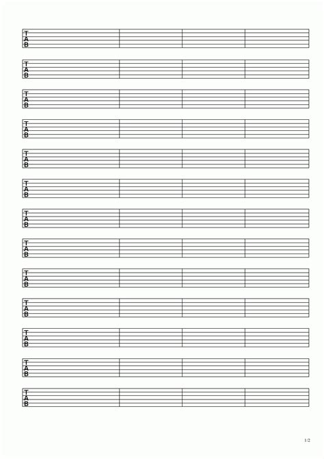 Free Printable Guitar Tablature Paper - Get What You Need