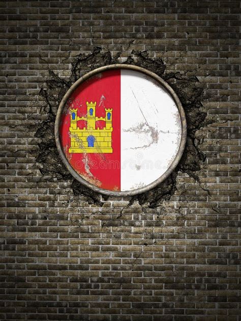 Old Castilla La Mancha Flag in Brick Wall Stock Image - Image of brass ...