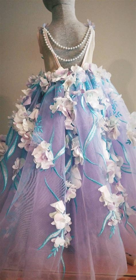 Lavender and Blue Flower Girl Dress | Etsy